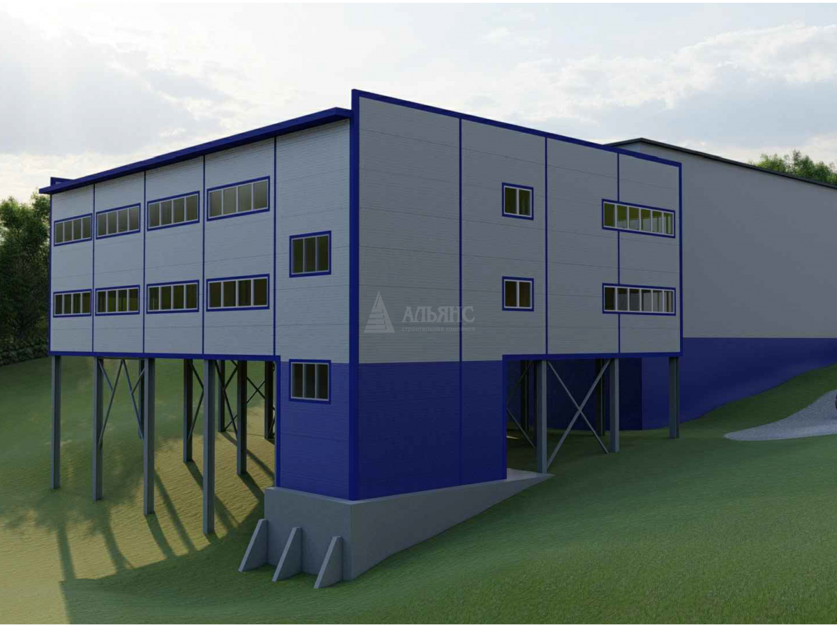3D визуализация Производственный корпус из сэндвич-панелей - фото 2