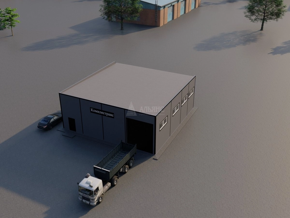 3D визуализация Гараж для грузовых автомобилей из сэндвич панелей - фото 5