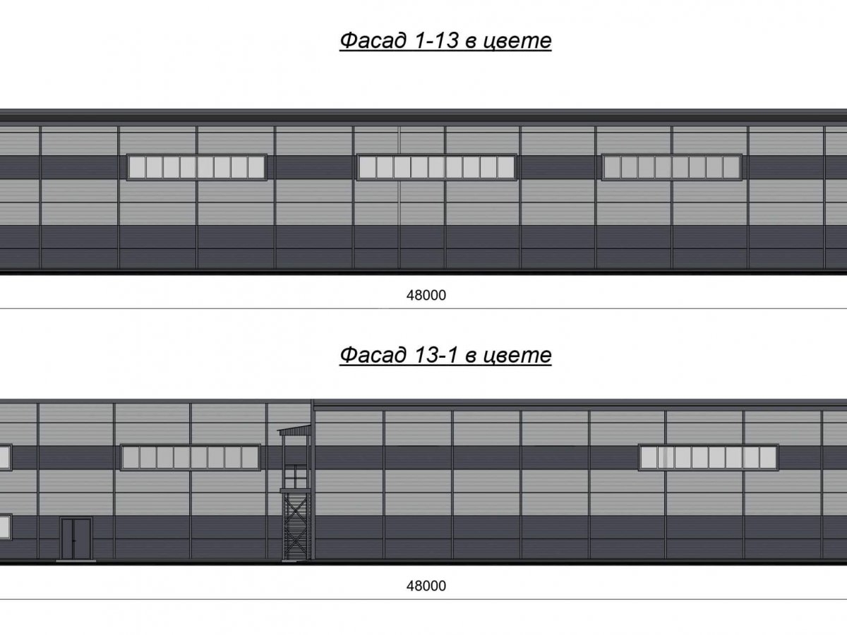 3D визуализация Производственное здание с АБК из сэндвич-панелей - фото 8